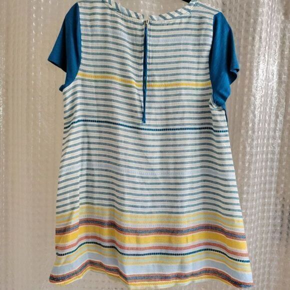 3 / $30 Soft Surroundings Top Medium Turquoise Blue Embroidered Back - Picture 4 of 7